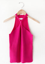 Rina Knit Halter Top - Hot Pink