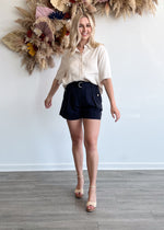 Robyn Belted Shorts - Navy