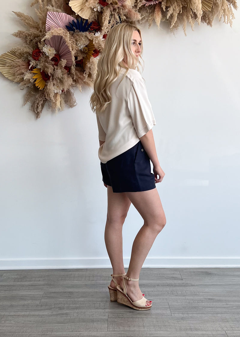 Robyn Belted Shorts - Navy