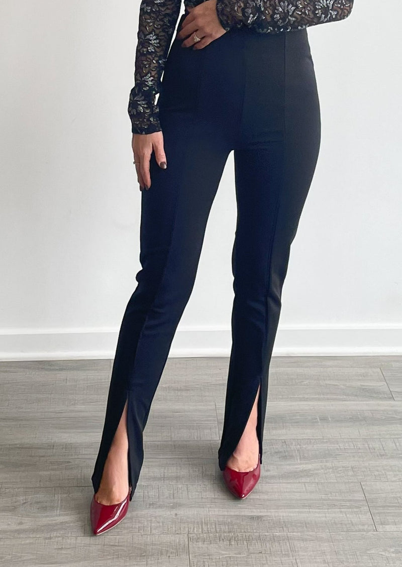 Roundabout Front Slit Pants in Black