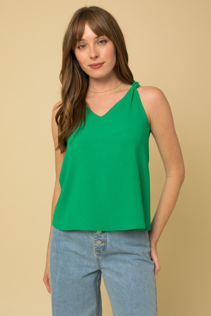 Never a Dull Moment Knot Top - Kelly Green