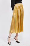 Elle Pleated Midi Skirt in Gold